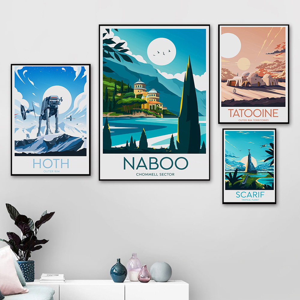 Star Map Poster - Minimalist Wars Movie Poster Tatooine Hoth