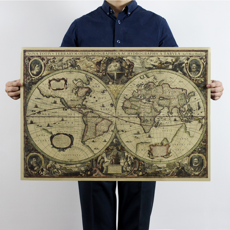 1641 old Nautical chart world  - Star Map Poster avis et prix