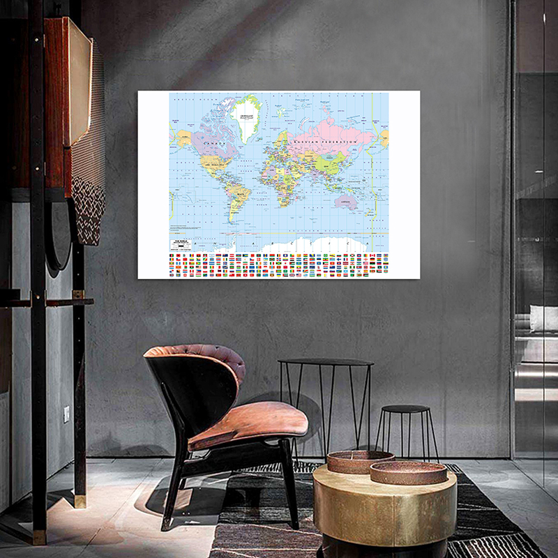 The World Map with National Fl - Star Map Poster avis et prix