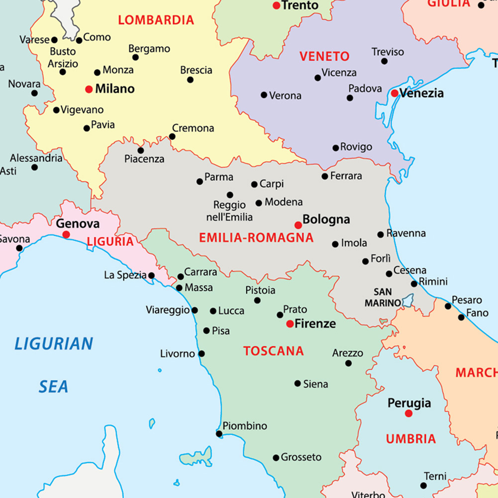 42*59cm In Italian Political M - Star Map Poster avis et prix